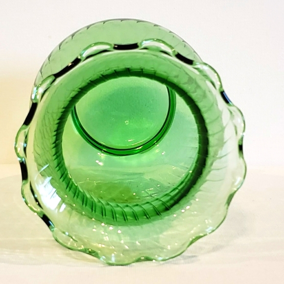 Vintage Anchor Hocking Emerald Green Optic Swirl Vase Holiday Gift - Picture 3 of 7